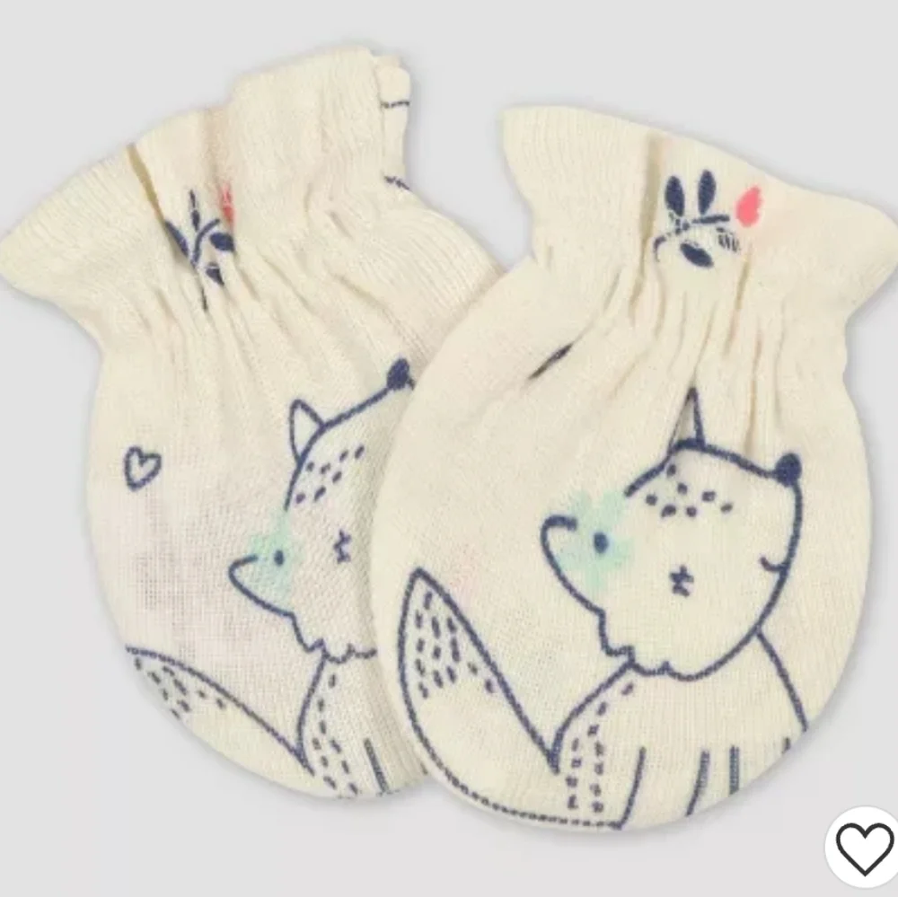 Gerber Baby Girls' 3pk Fox Mittens - Light Blue/Yellow/Orange Size 0-3 Months